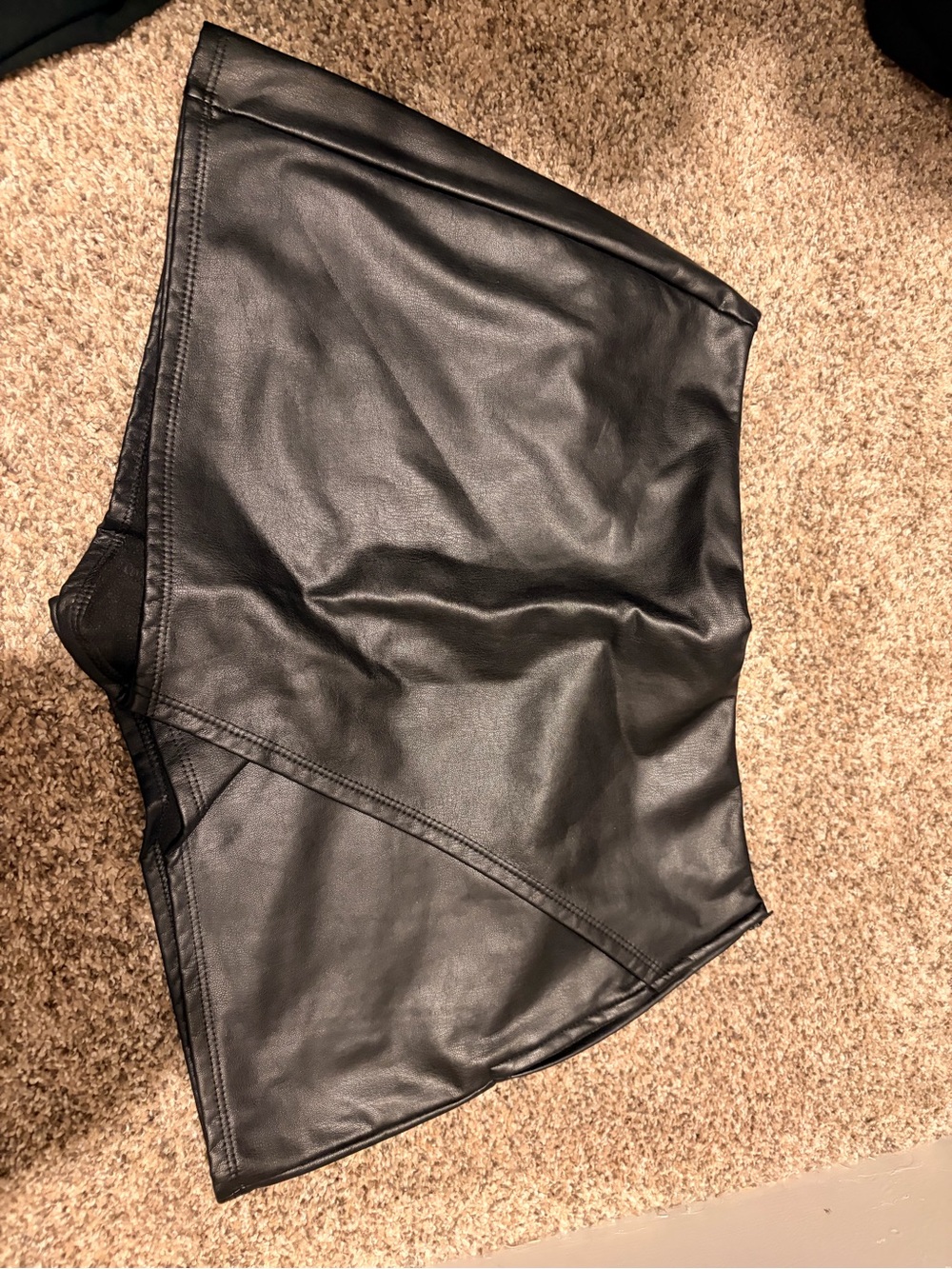 Altar'd State Black Faux Leather Mini Skort